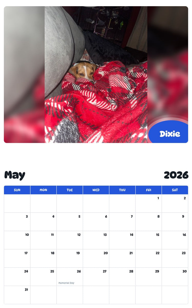 2026 - 2027 Dixie - Pawidols Pet Calendar
