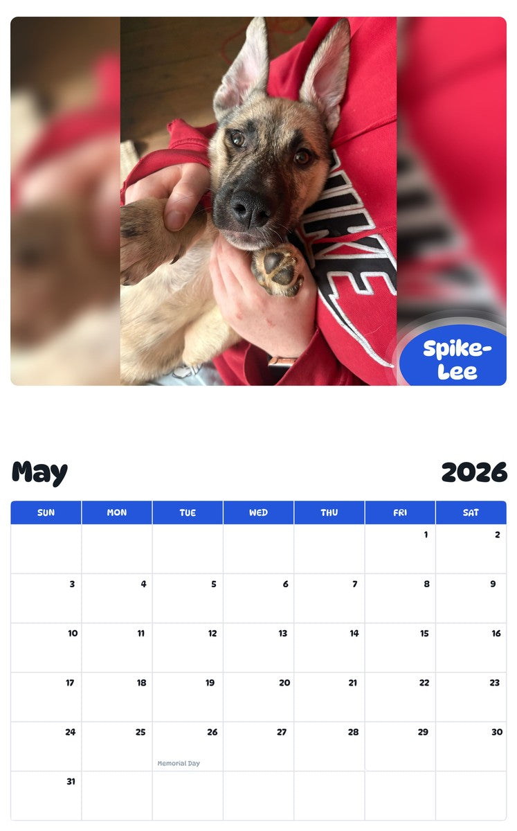2026 - 2027 Spike-Lee - Pawidols Pet Calendar