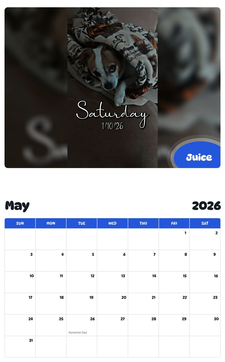 2026 - 2027 Juice - Pawidols Pet Calendar