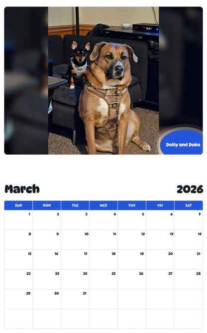 November 2025 - October 2026 Dolly and Duke - Pawidols Pet Calendar