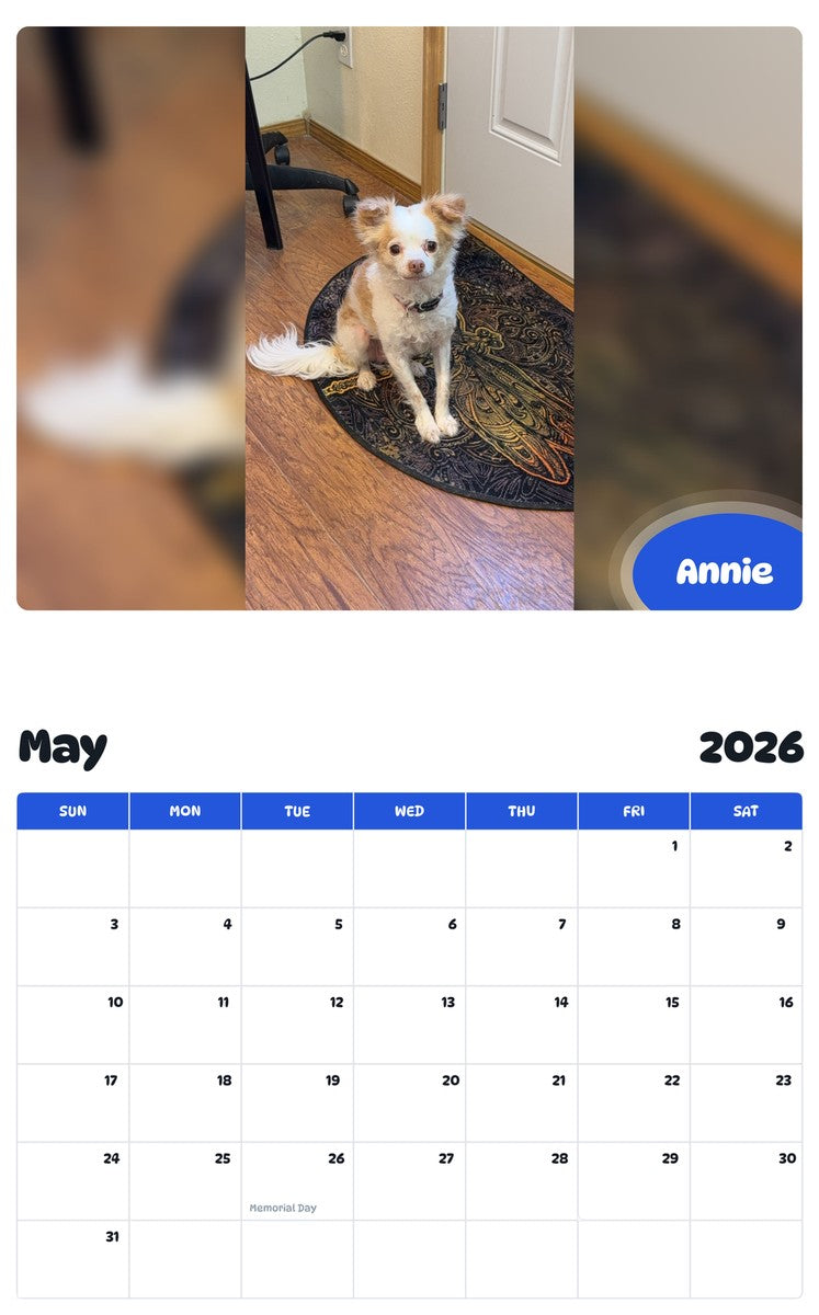 2026 - 2027 Annie - Pawidols Pet Calendar