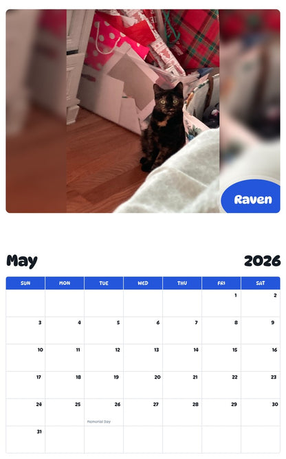 2026 - 2027 Raven - Pawidols Pet Calendar