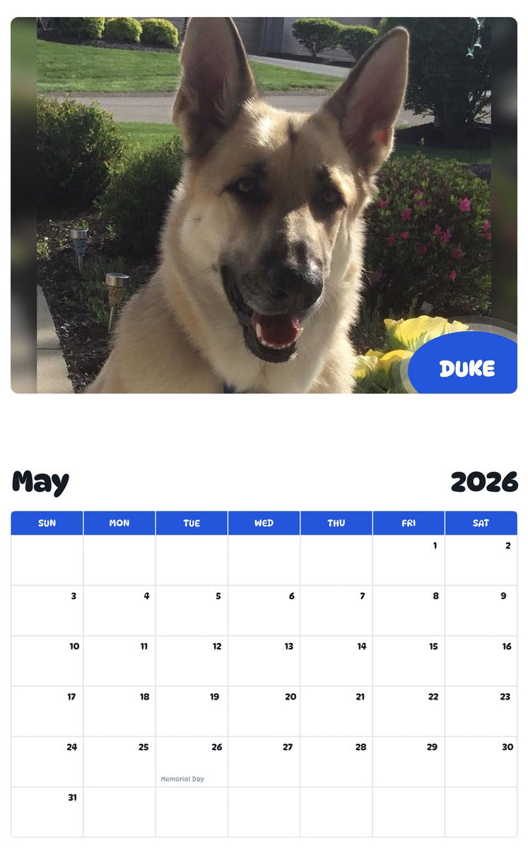 2026 - 2027 DUKE - Pawidols Pet Calendar