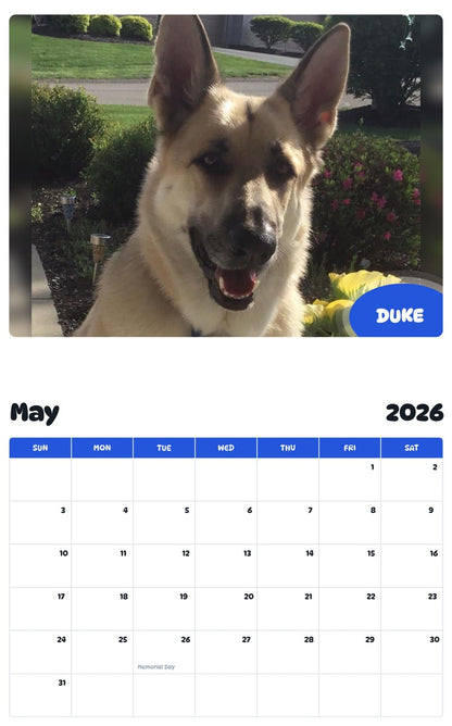 2026 - 2027 DUKE - Pawidols Pet Calendar