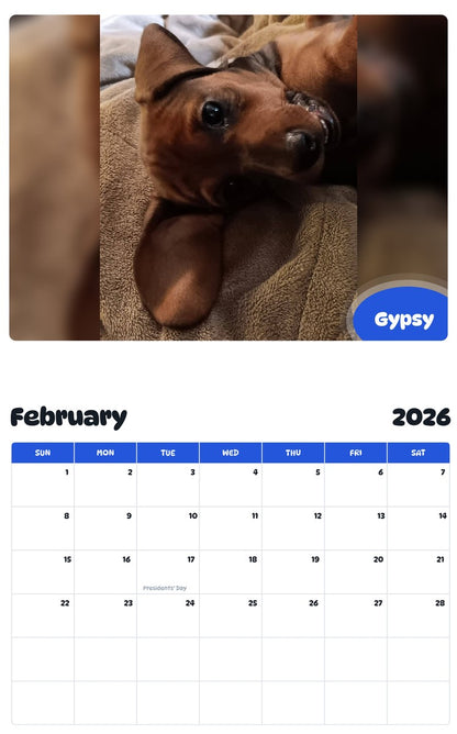 October 2025 - September 2026 Gypsy - Pawidols Pet Calendar