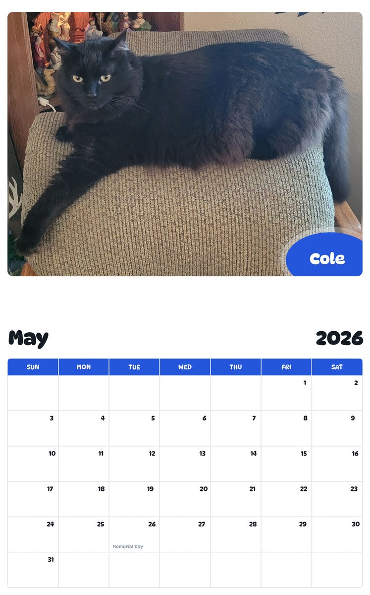 2026 - 2027 Cole - Pawidols Pet Calendar