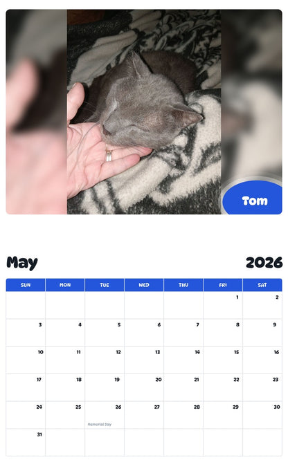 2026 - 2027 Tom - Pawidols Pet Calendar