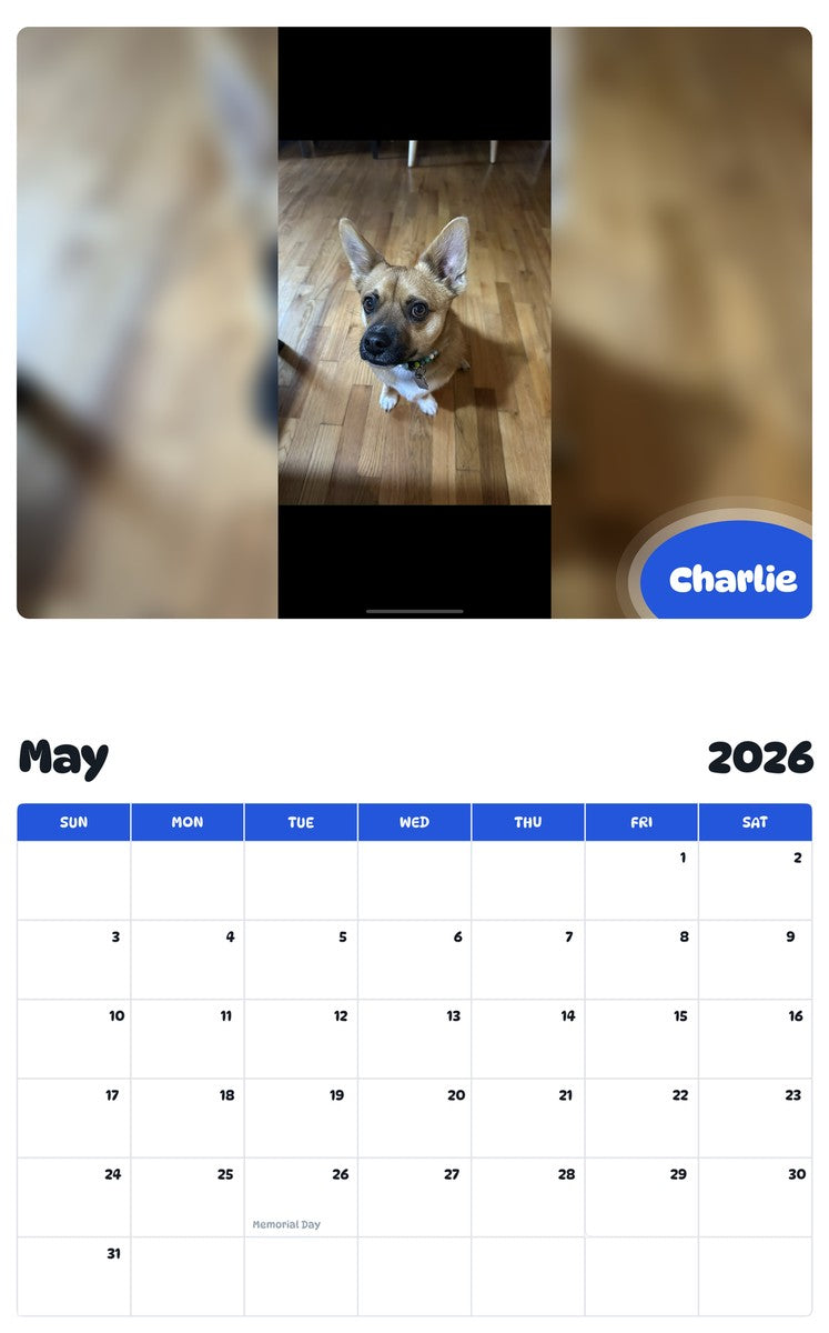 2026 - 2027 Charlie - Pawidols Pet Calendar