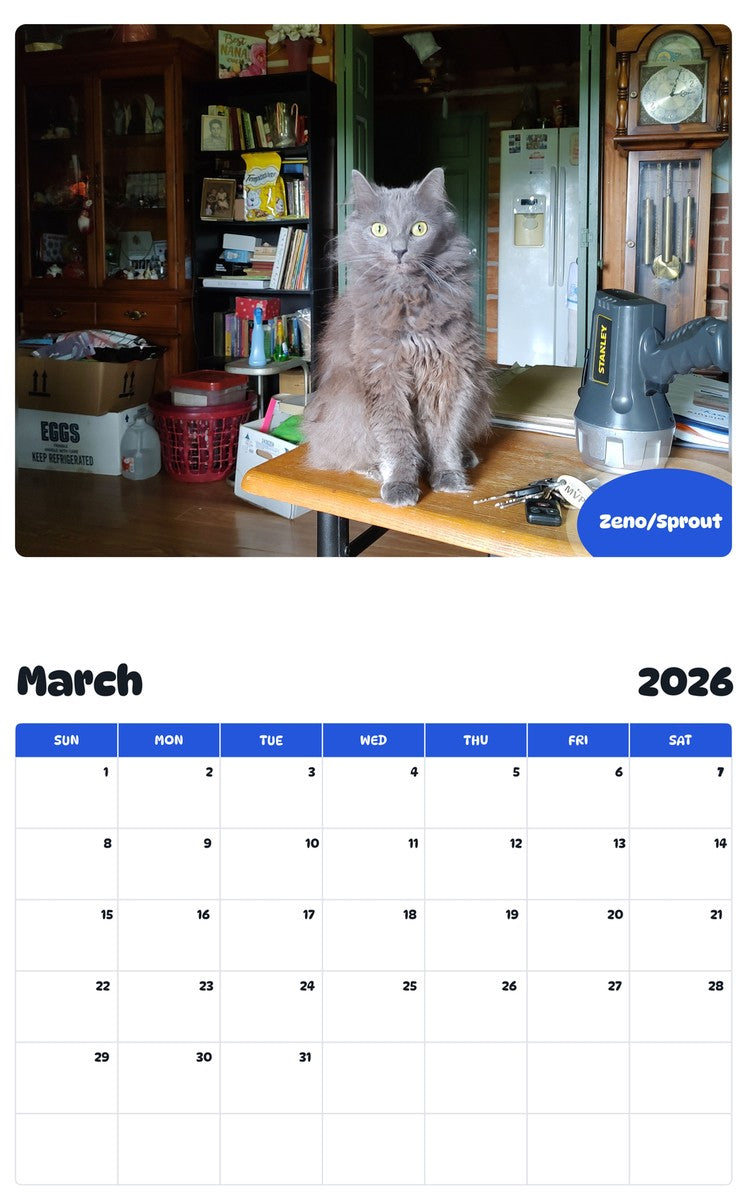 November 2025 - October 2026 Zeno/Sprout - Pawidols Pet Calendar