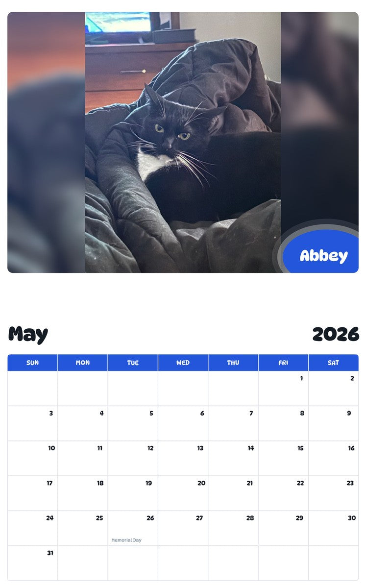 2026 - 2027 Abbey - Pawidols Pet Calendar