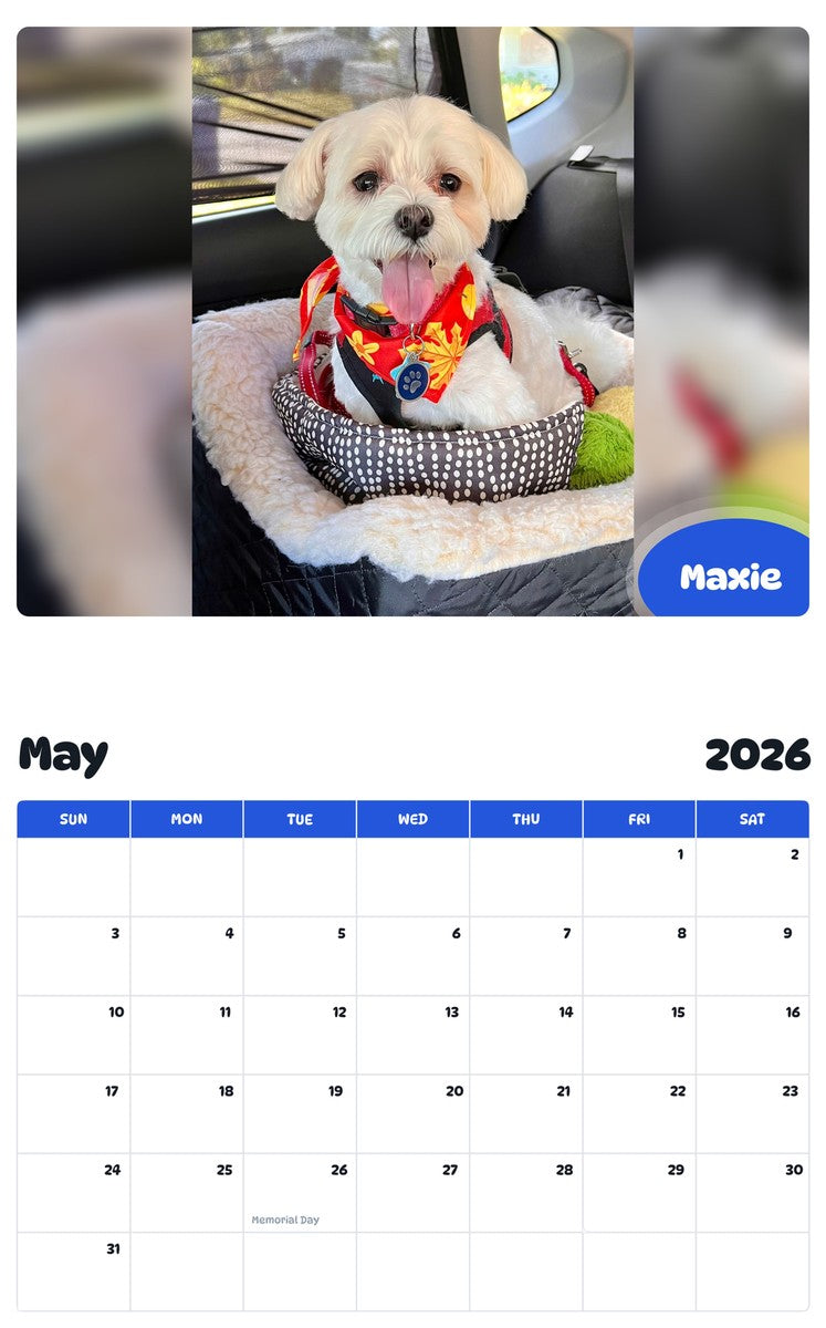 2026 - 2027 Maxie - Pawidols Pet Calendar