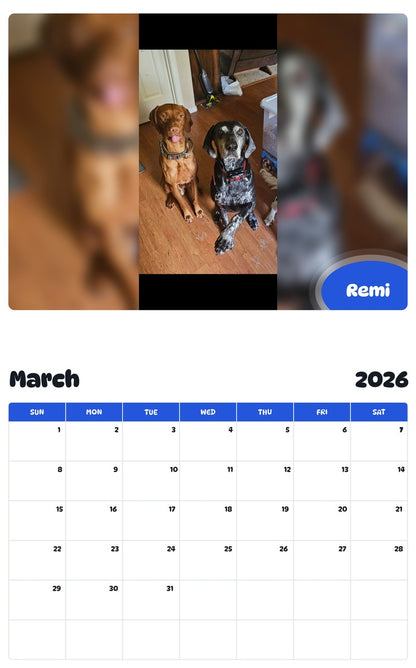 November 2025 - October 2026 Remi - Pawidols Pet Calendar
