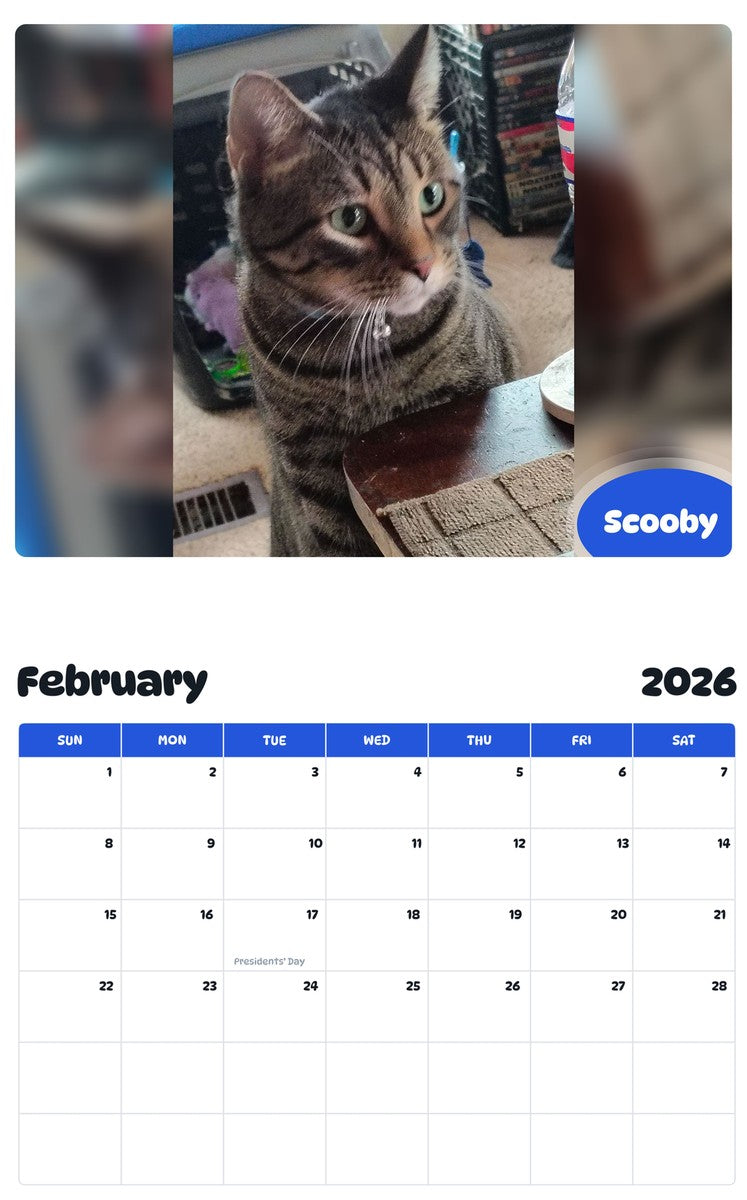 October 2025 - September 2026 Scooby - Pawidols Pet Calendar