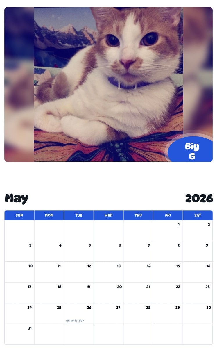 2026 - 2027 Big G - Pawidols Pet Calendar