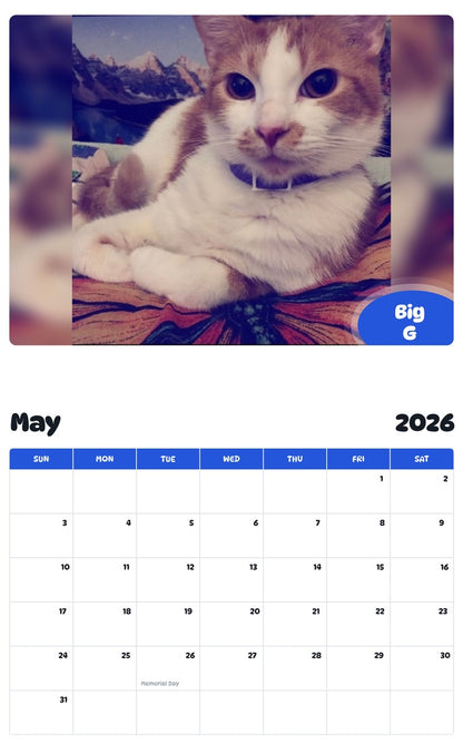 2026 - 2027 Big G - Pawidols Pet Calendar