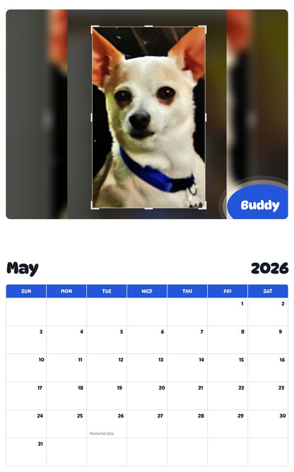 2026 - 2027 Buddy - Pawidols Pet Calendar