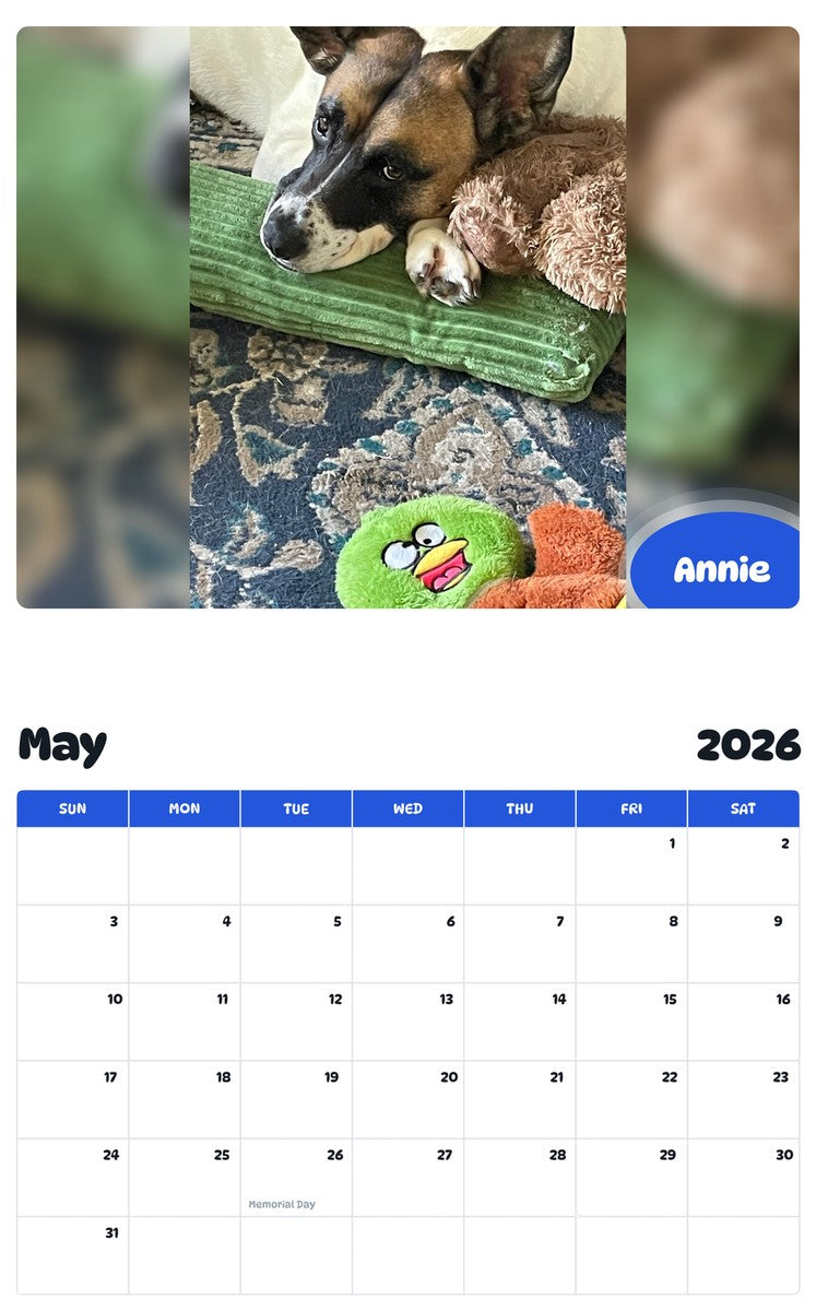 2026 - 2027 Annie - Pawidols Pet Calendar