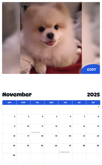 July 2025 - June 2026 CODY - Pawidols Pet Calendar
