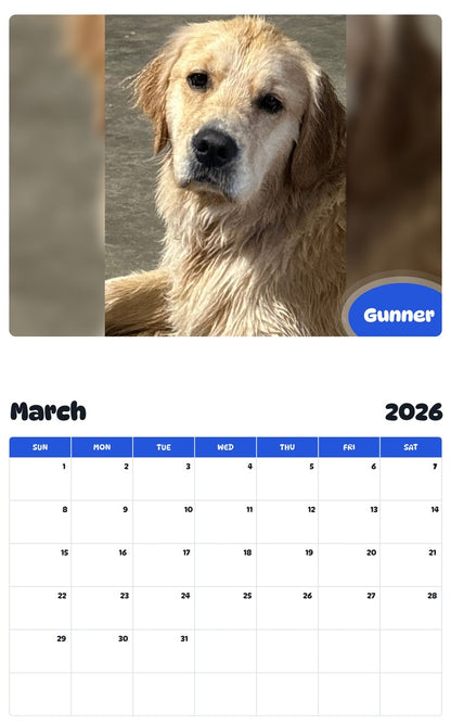 November 2025 - October 2026 Gunner - Pawidols Pet Calendar