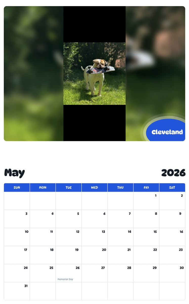 2026 - 2027 Cleveland - Pawidols Pet Calendar