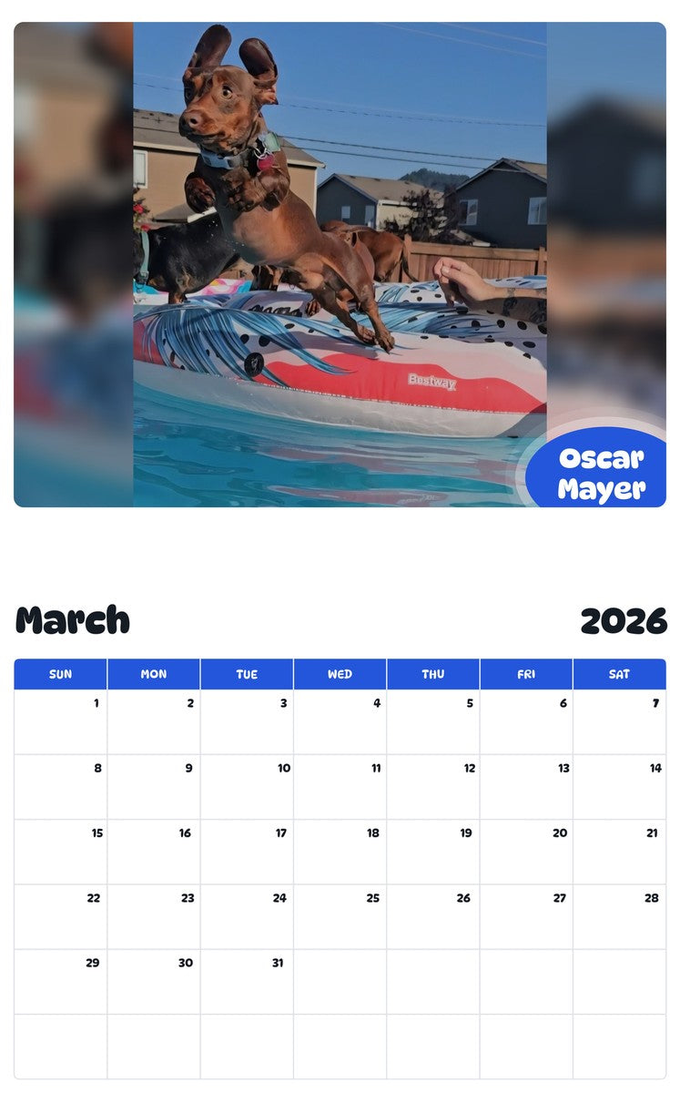 November 2025 - October 2026 Oscar Mayer - Pawidols Pet Calendar