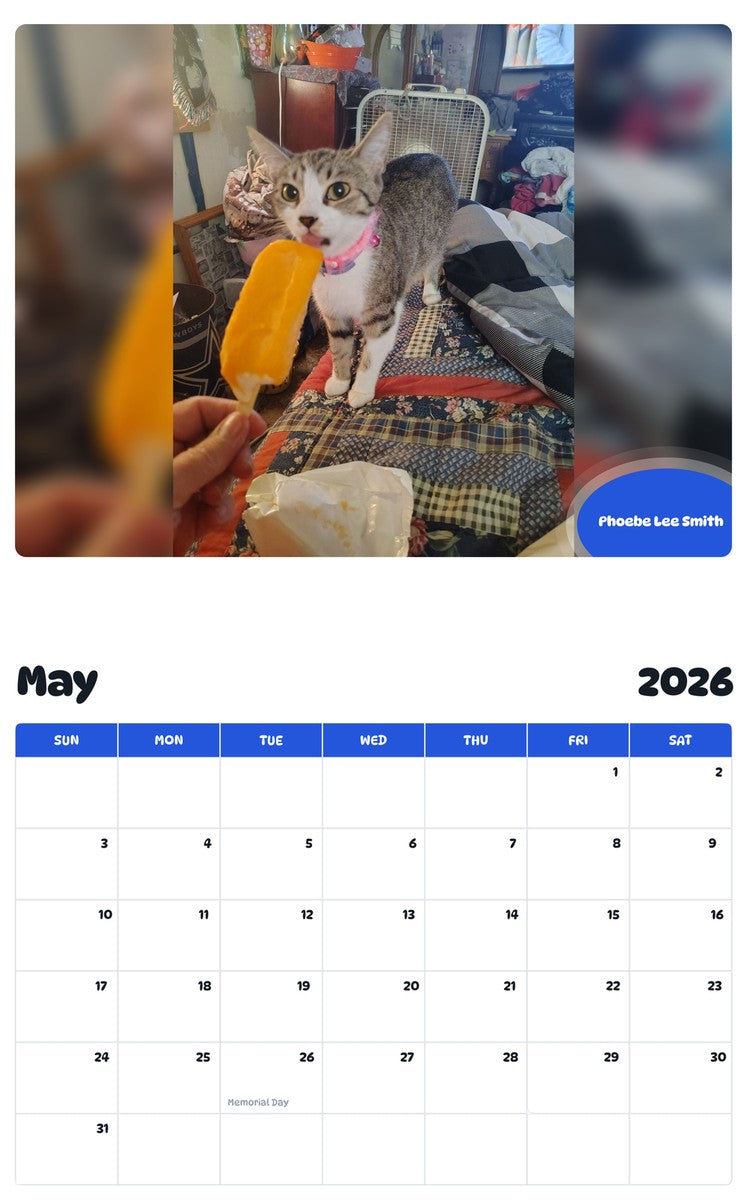 2026 - 2027 Phoebe Lee Smith - Pawidols Pet Calendar