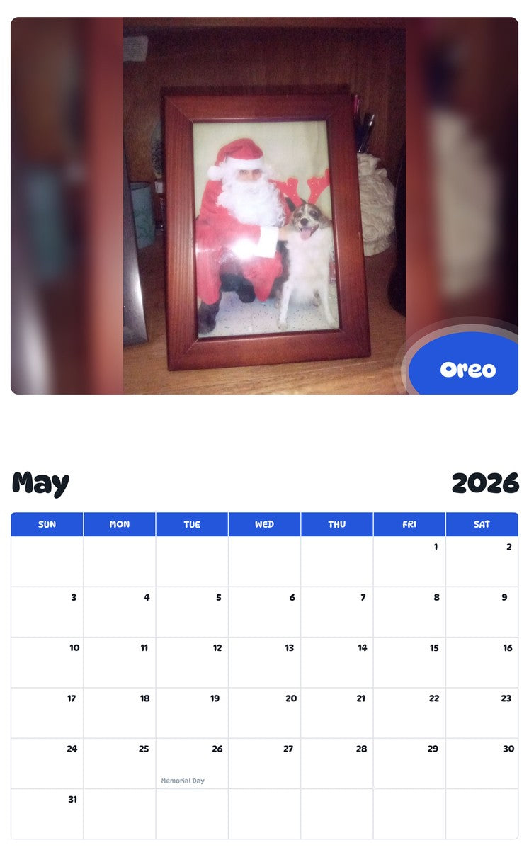 2026 - 2027 Oreo - Pawidols Pet Calendar