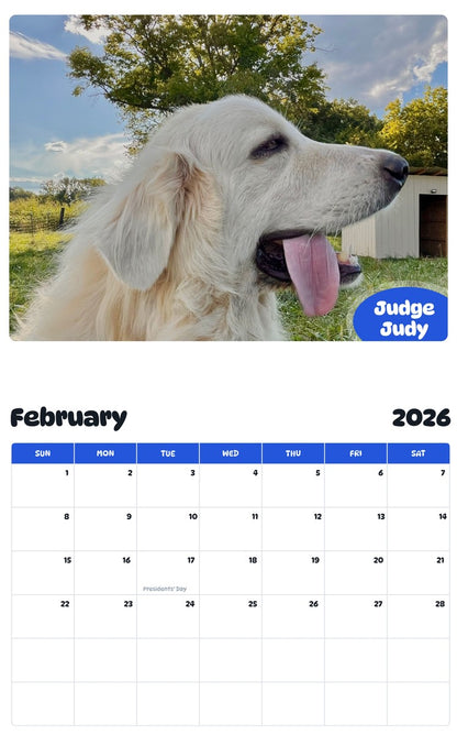 October 2025 - September 2026 Judge Judy - Pawidols Pet Calendar