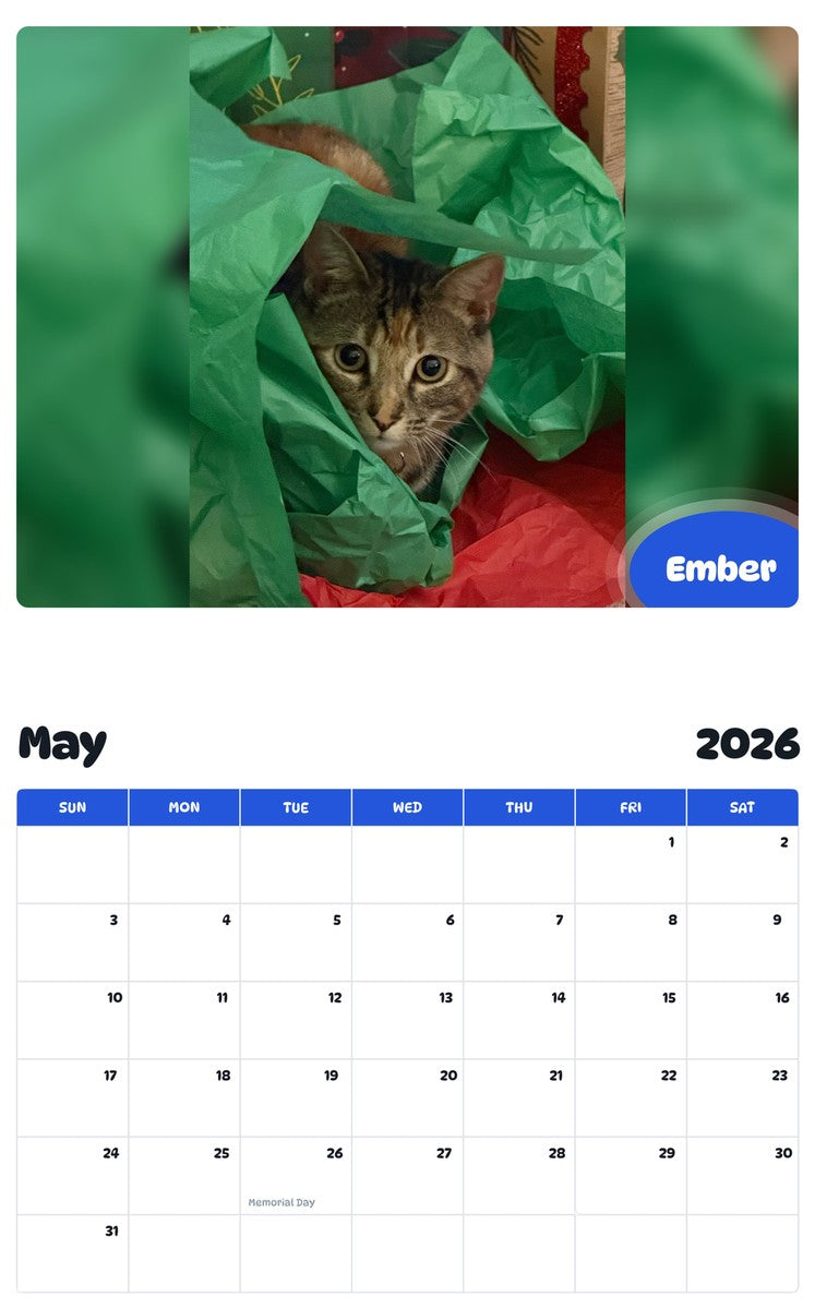 2026 - 2027 Ember - Pawidols Pet Calendar