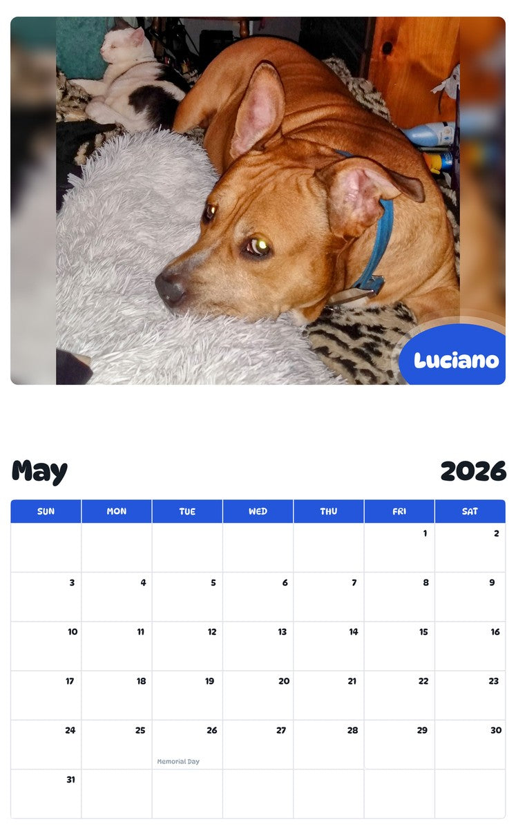2026 - 2027 Luciano - Pawidols Pet Calendar