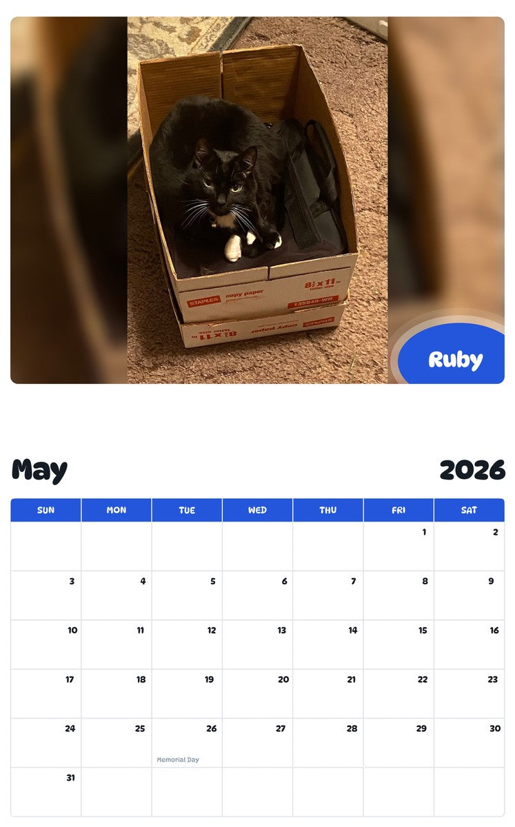 2026 - 2027 Ruby - Pawidols Pet Calendar