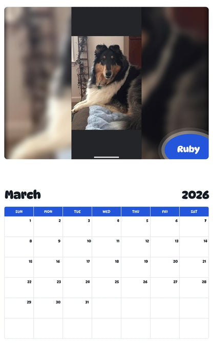 November 2025 - October 2026 Ruby - Pawidols Pet Calendar