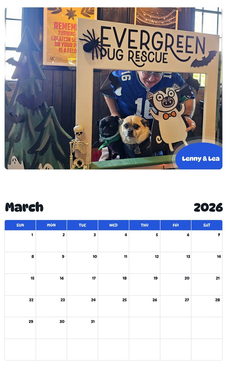 November 2025 - October 2026 Lenny & Lea - Pawidols Pet Calendar
