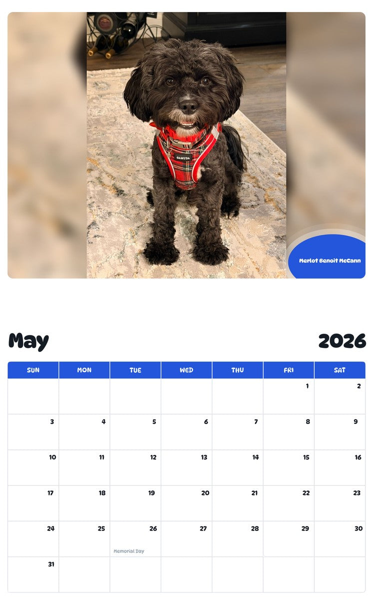 2026 - 2027 Merlot Benoit McCann - Pawidols Pet Calendar