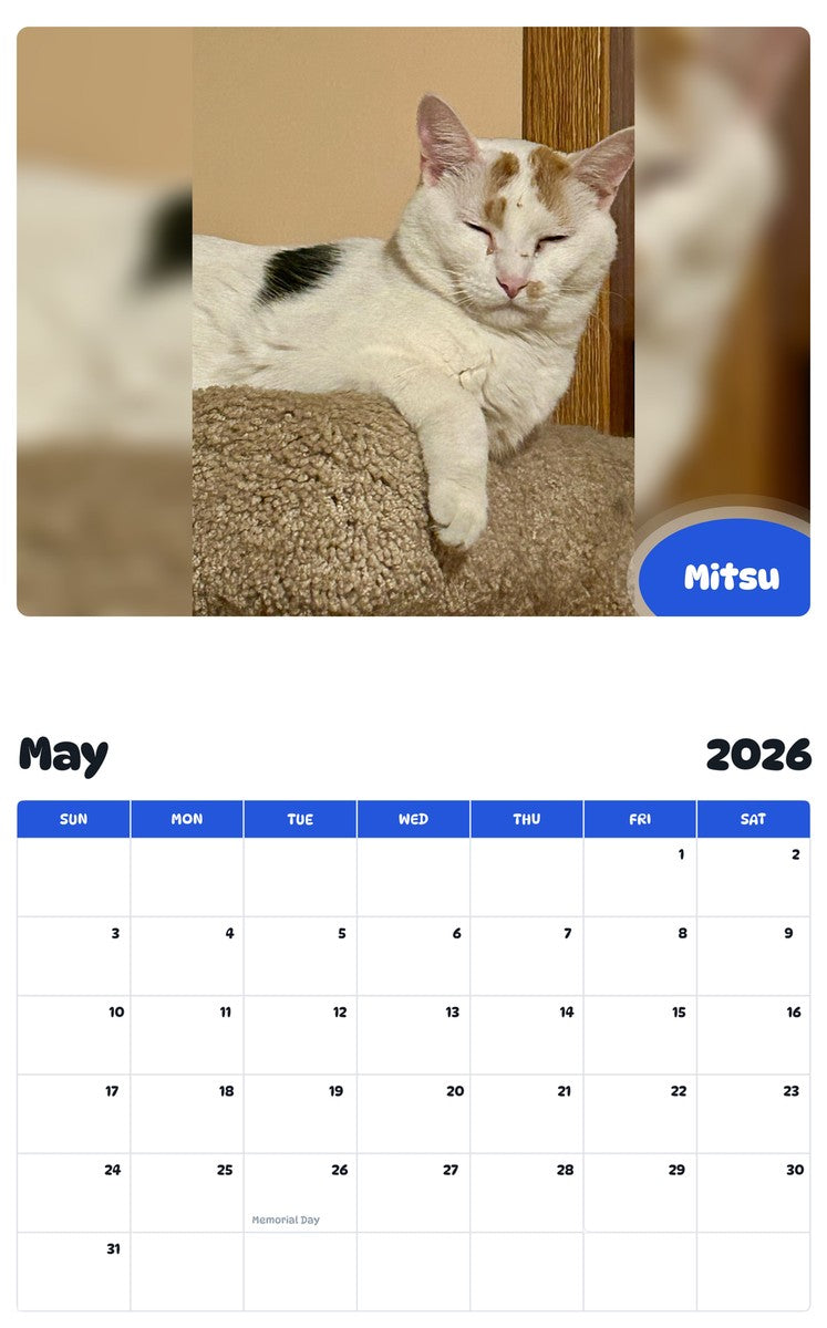 2026 - 2027 Mitsu - Pawidols Pet Calendar