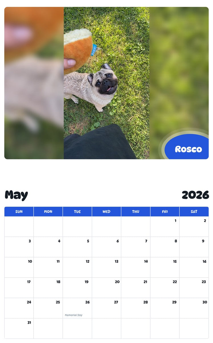 2026 - 2027 Rosco - Pawidols Pet Calendar