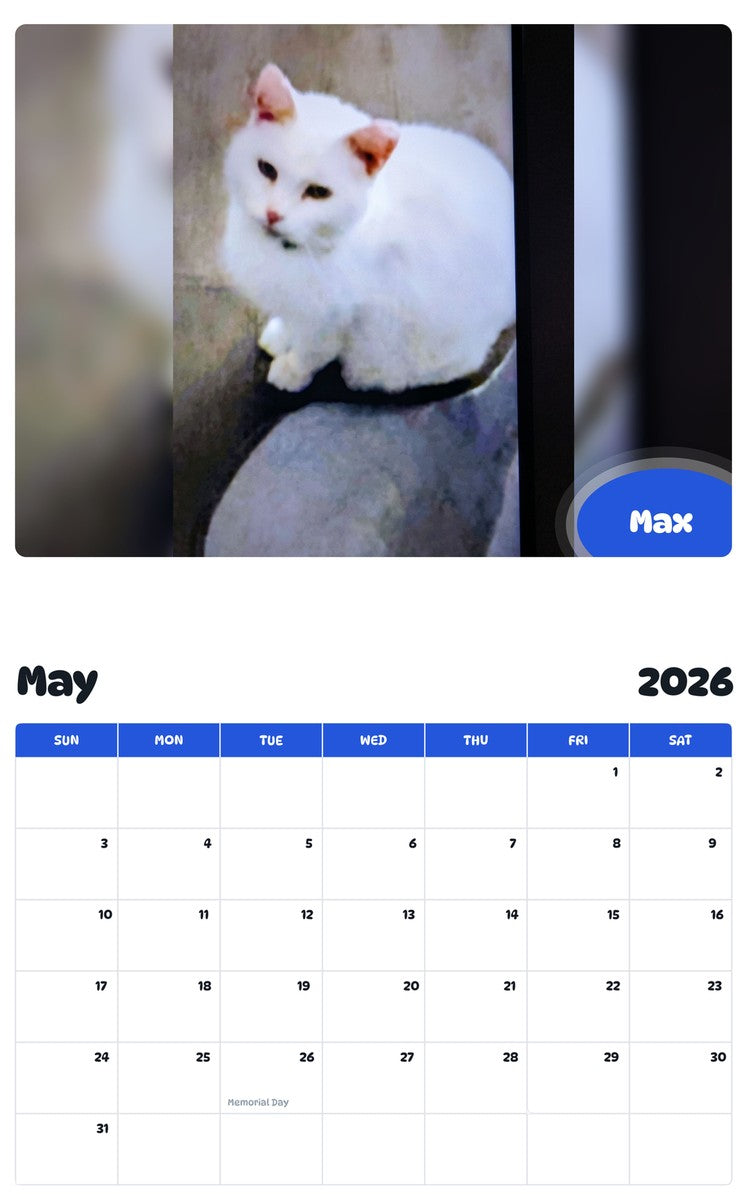 2026 - 2027 Max - Pawidols Pet Calendar