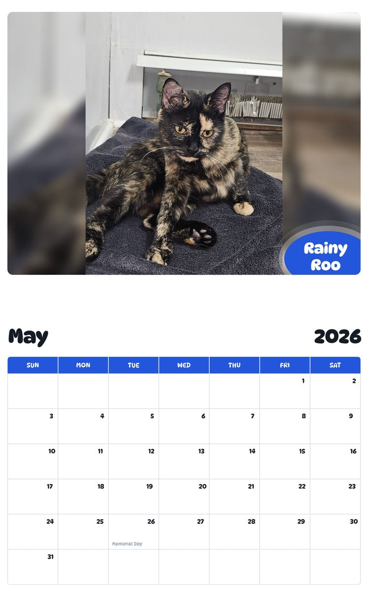 2026 - 2027 Rainy Roo - Pawidols Pet Calendar