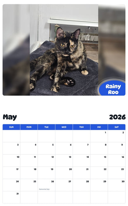 2026 - 2027 Rainy Roo - Pawidols Pet Calendar
