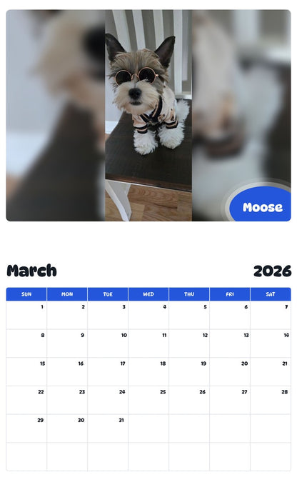 November 2025 - October 2026 Moose - Pawidols Pet Calendar