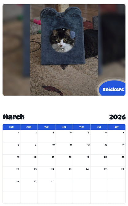 November 2025 - October 2026 Snickers - Pawidols Pet Calendar