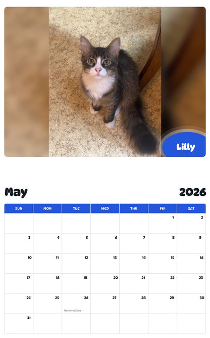 2026 - 2027 Lilly - Pawidols Pet Calendar