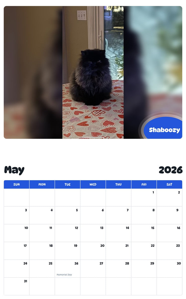 2026 - 2027 Shaboozy - Pawidols Pet Calendar