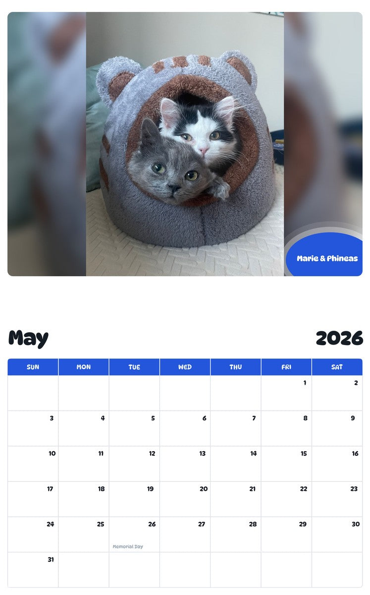 2026 - 2027 Marie & Phineas - Pawidols Pet Calendar