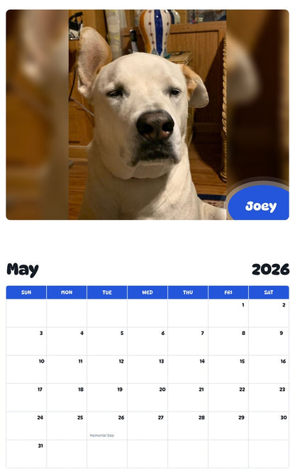 2026 - 2027 Joey - Pawidols Pet Calendar
