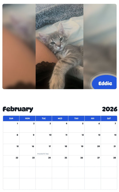October 2025 - September 2026 Eddie - Pawidols Pet Calendar