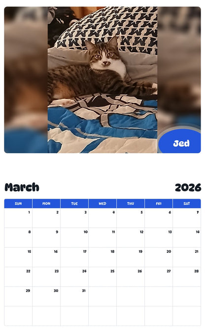 November 2025 - October 2026 Jed - Pawidols Pet Calendar