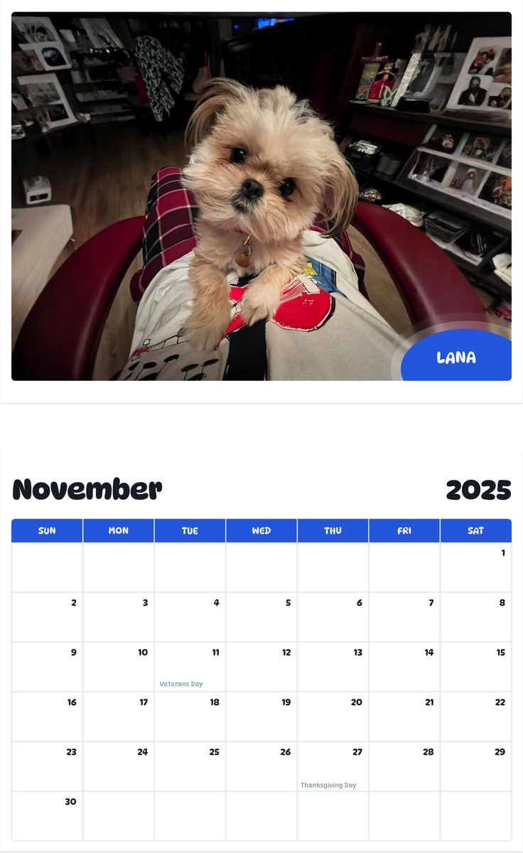 July 2025 - June 2026 Lana - Pawidols Pet Calendar