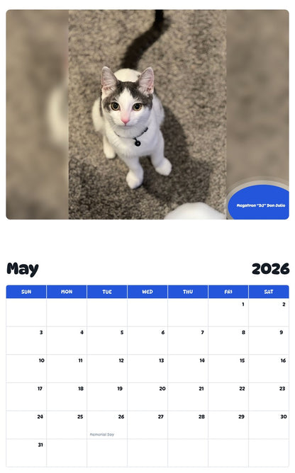 2026 - 2027 Megatron “DJ” Don Julio - Pawidols Pet Calendar