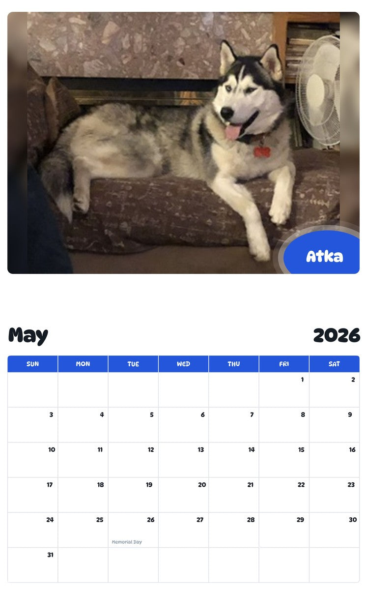 2026 - 2027 Atka - Pawidols Pet Calendar